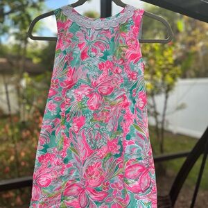 Lilly Pulitzer Pink and Green Sleeveless Halter Sundress